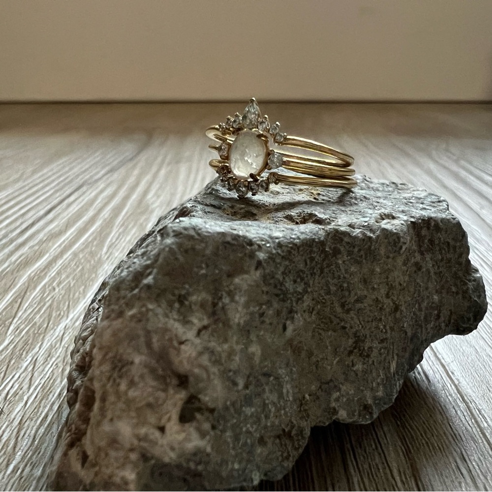 Size 8 - TAI JEWELRY - Stackable Crown Ring Set - White - Picture 1 of 15
